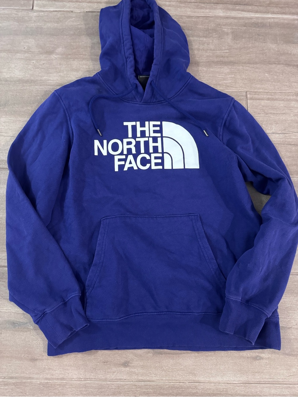 The North Face Men's Deep Blue Hoodie with White Logo